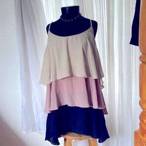 Cami Top/ Tri color Block/ Ruffle Tier/ Tank Top Andre by Unit /Size 3X